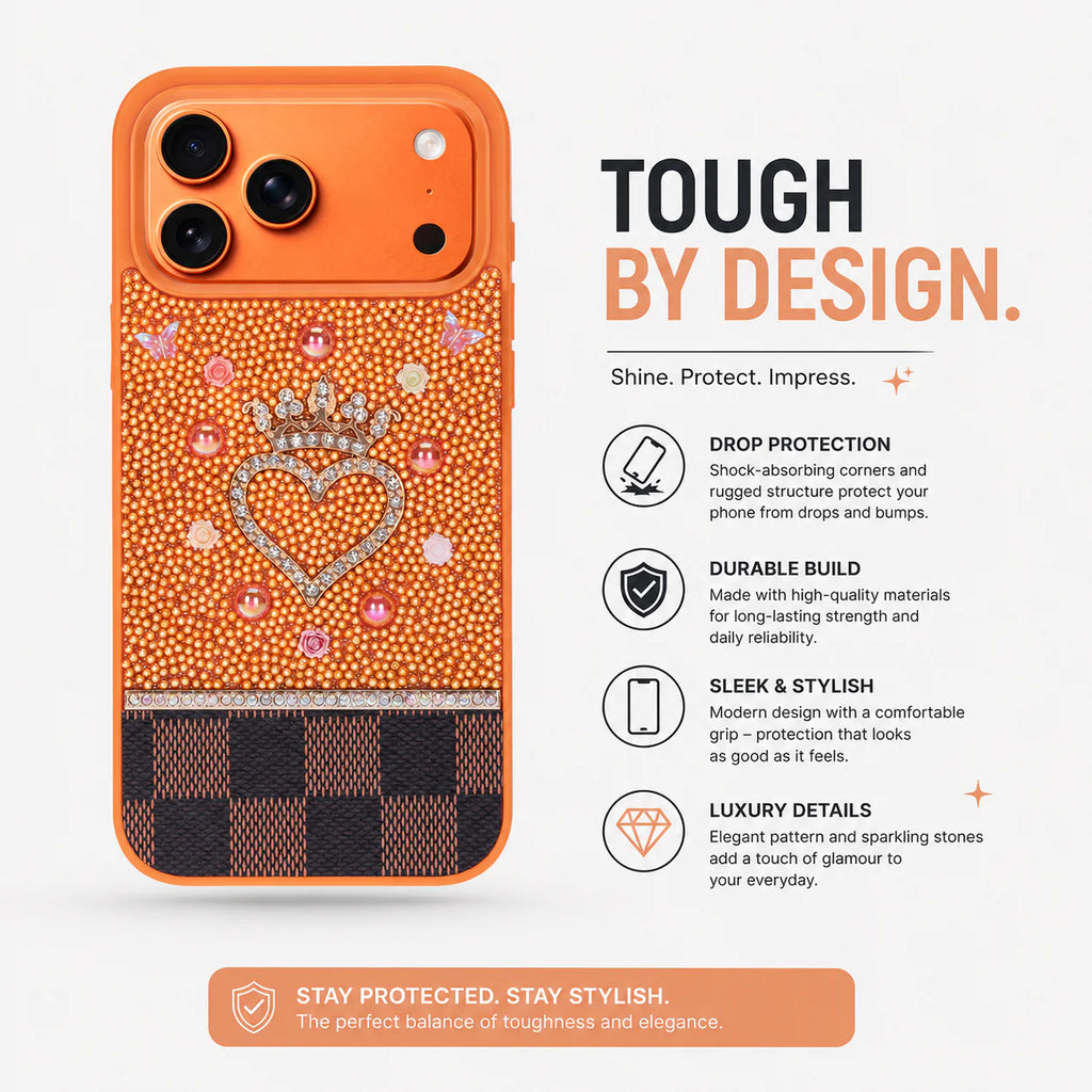 Vissel Heart Crystal Luxury Case for iPhone 17 Pro