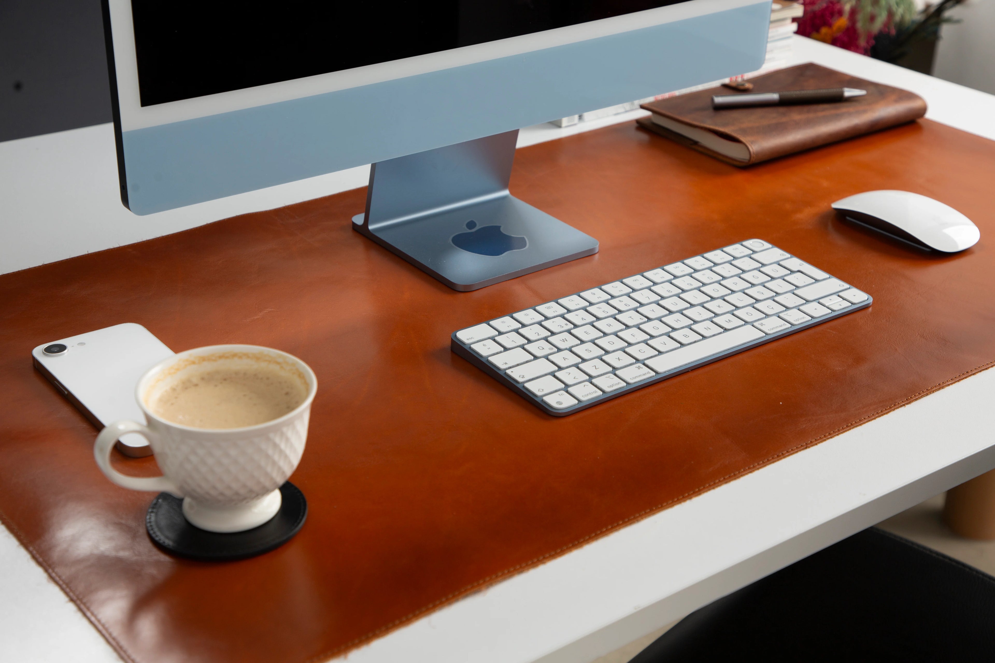 Natural Leather Desk Mat Large