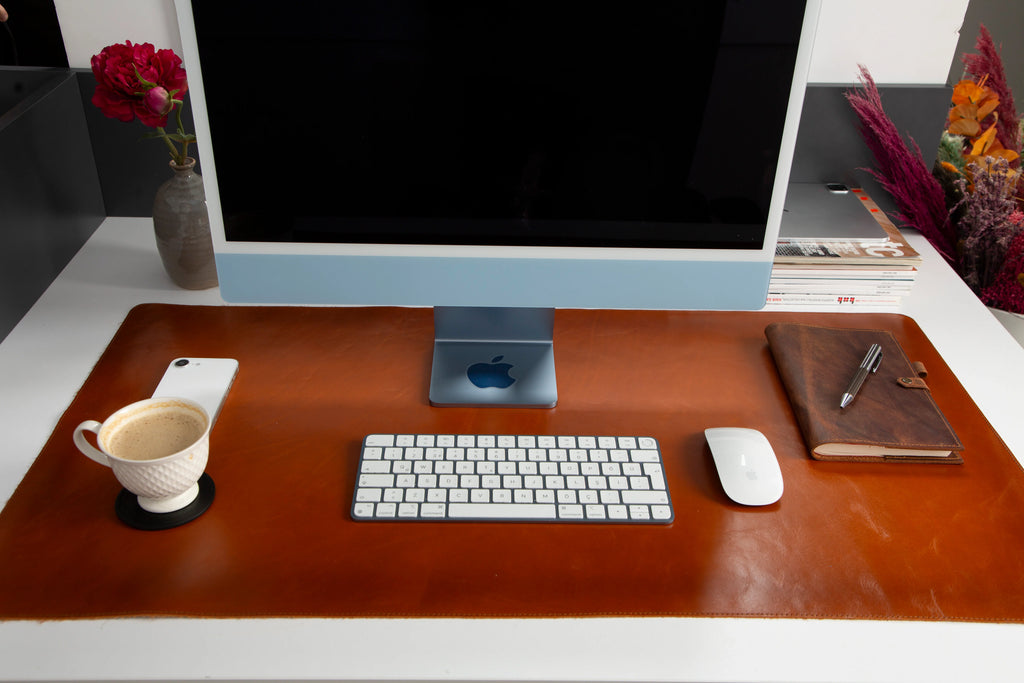 Natural Leather Desk Mat Large