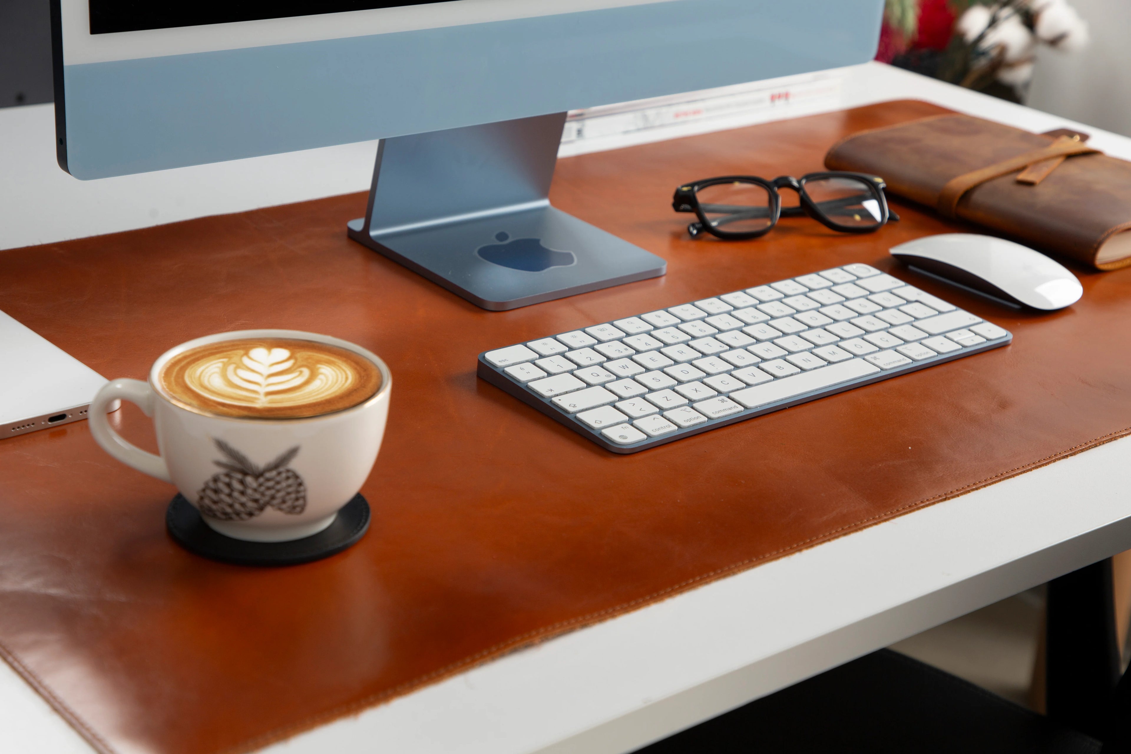 Natural Leather Desk Mat Large