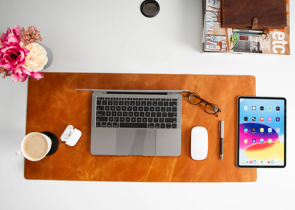 Natural Leather Desk Mat Medium