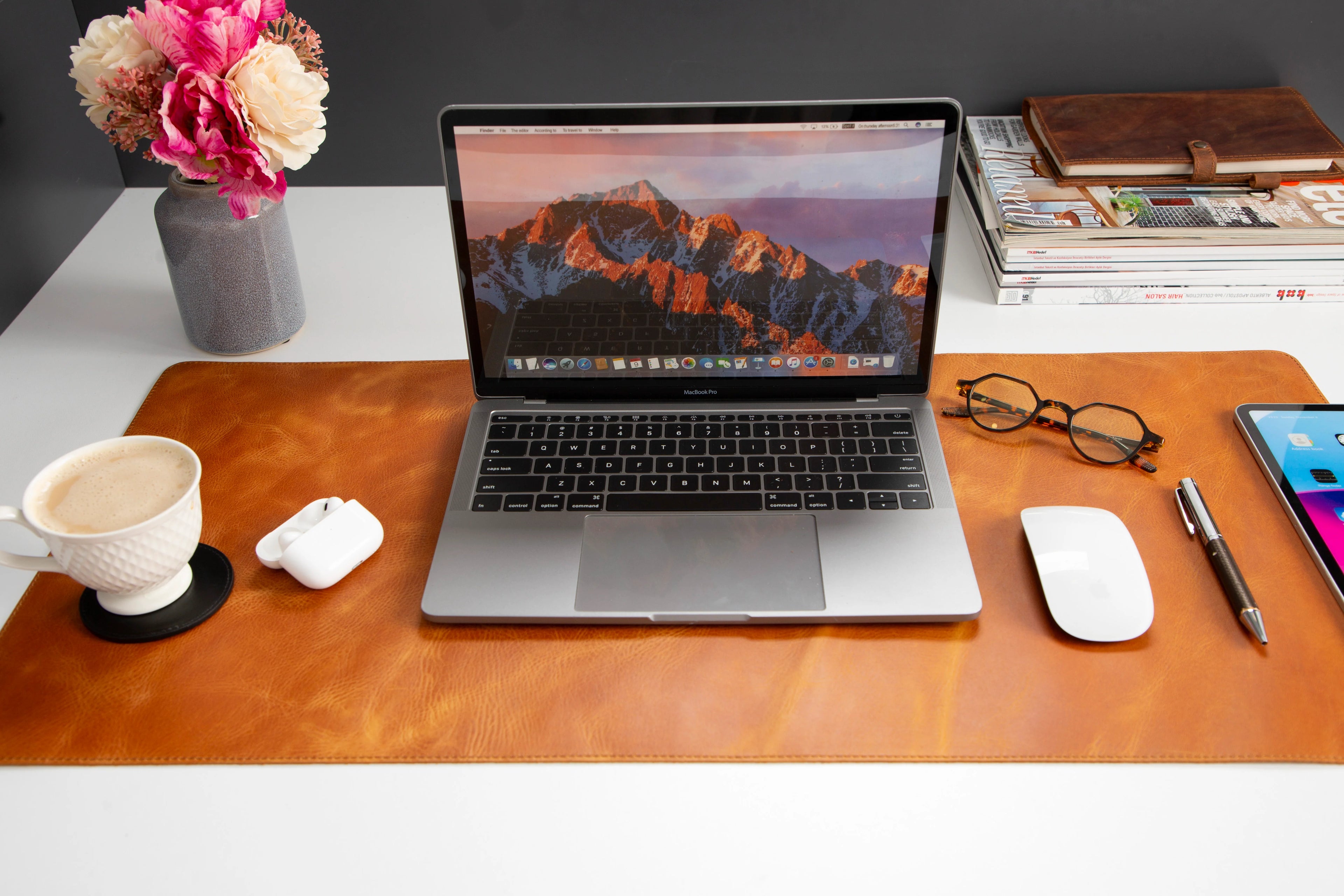 Natural Leather Desk Mat Medium