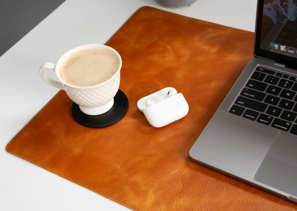 Natural Leather Desk Mat Medium