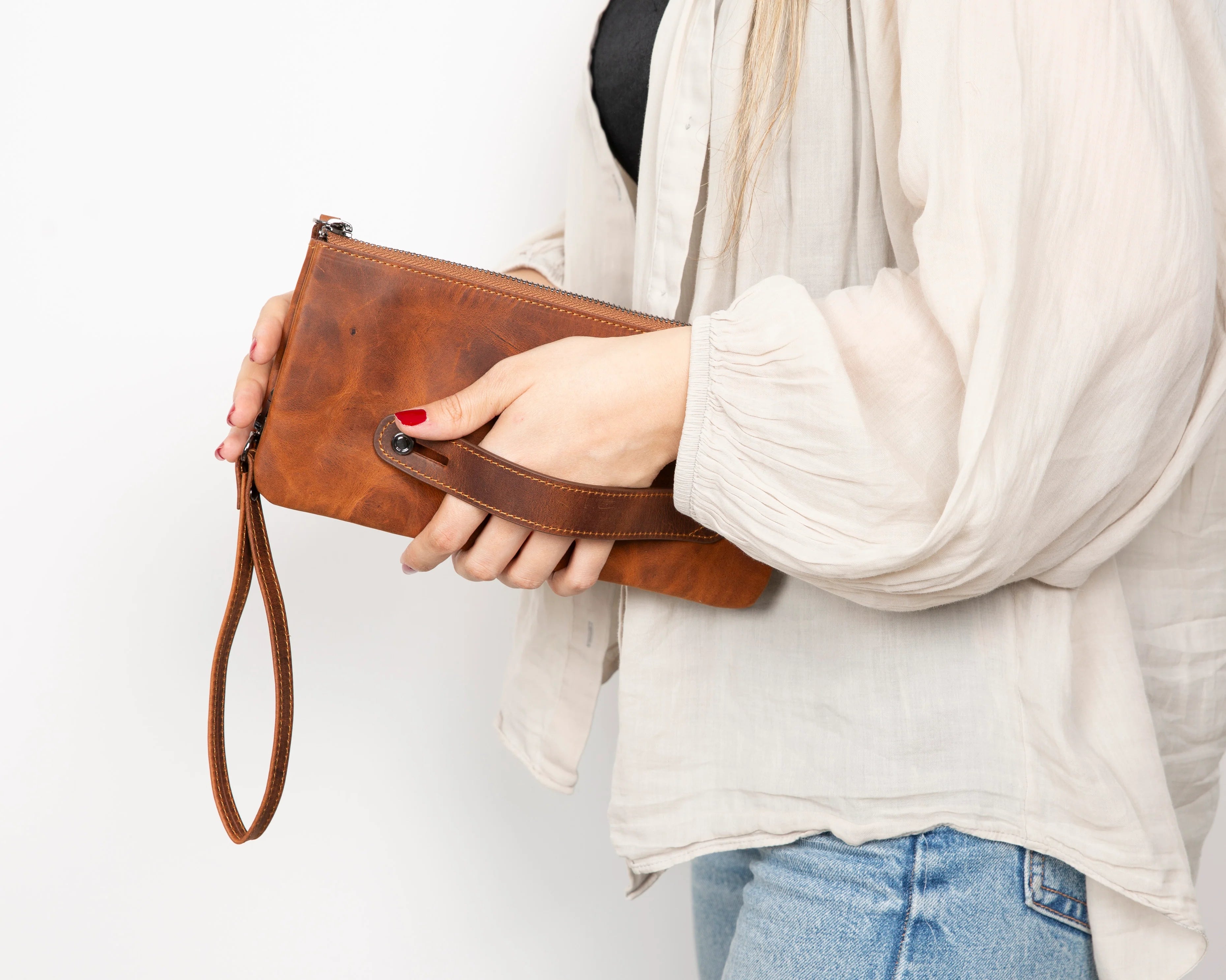 Majeste Leather Clutch Bag