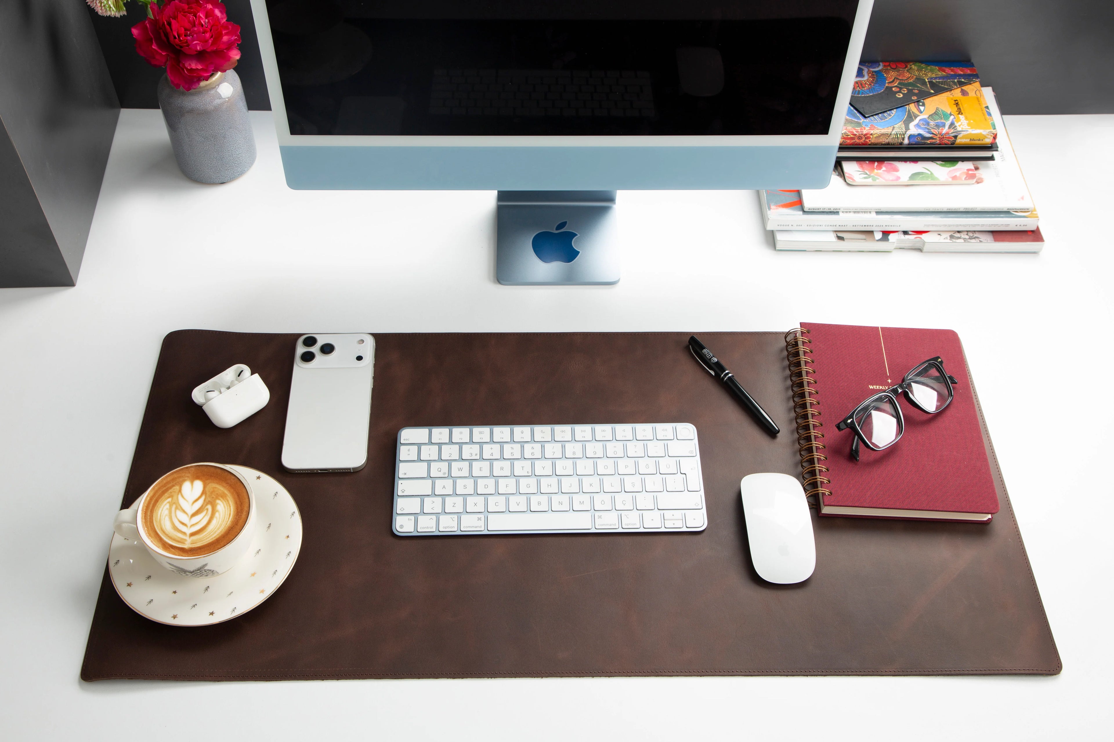 Natural Leather Desk Mat Medium-TN03