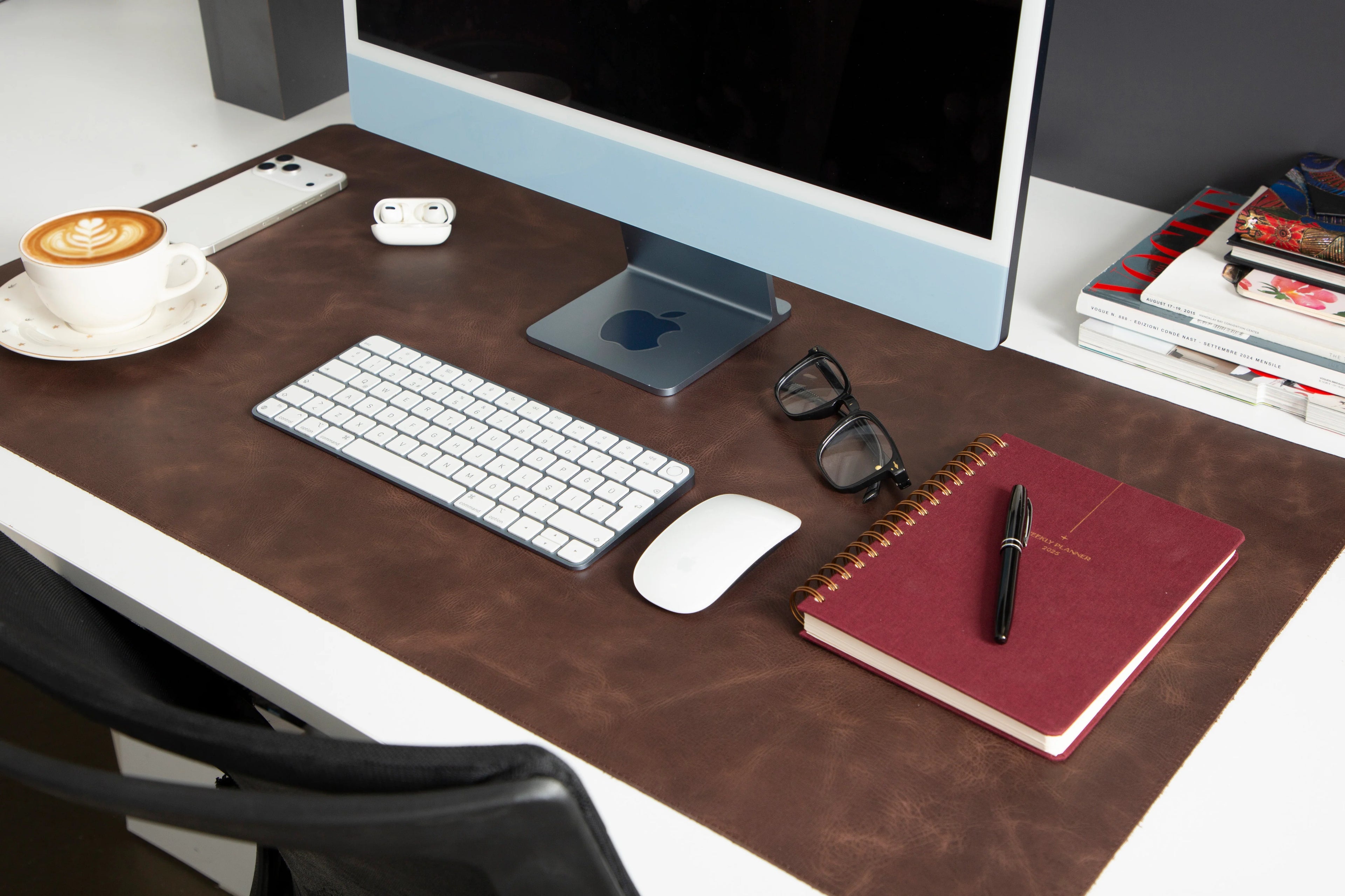Natural Leather Desk Mat Large