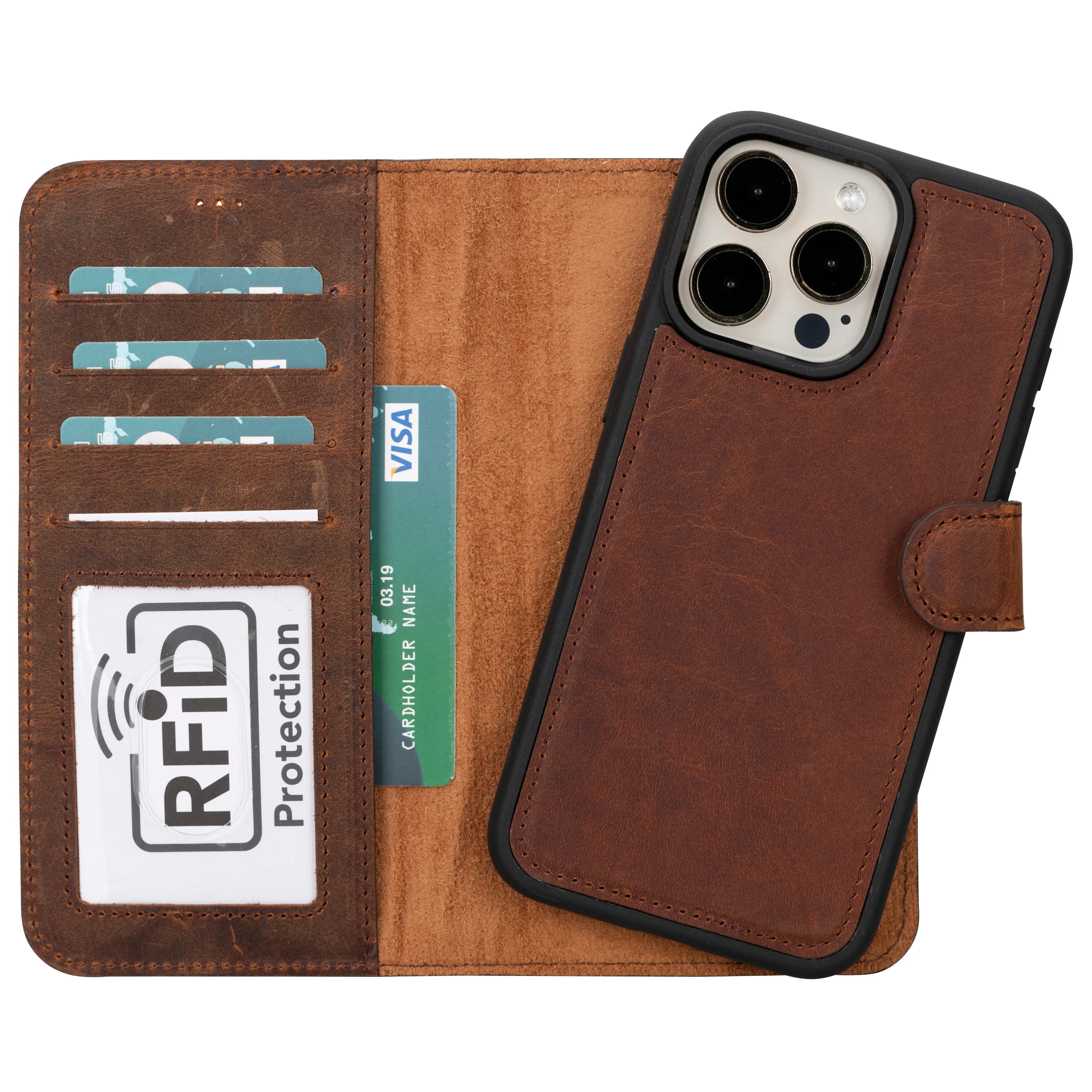 Magic iPhone 16 Pro Max Leather Detachable Wallet Case