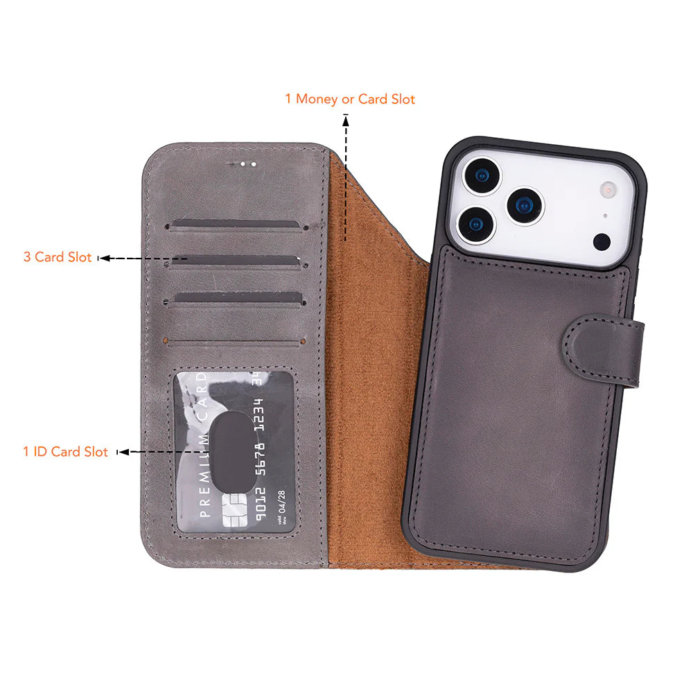 Magic iPhone 17 Pro Max Leather Detachable Wallet Case