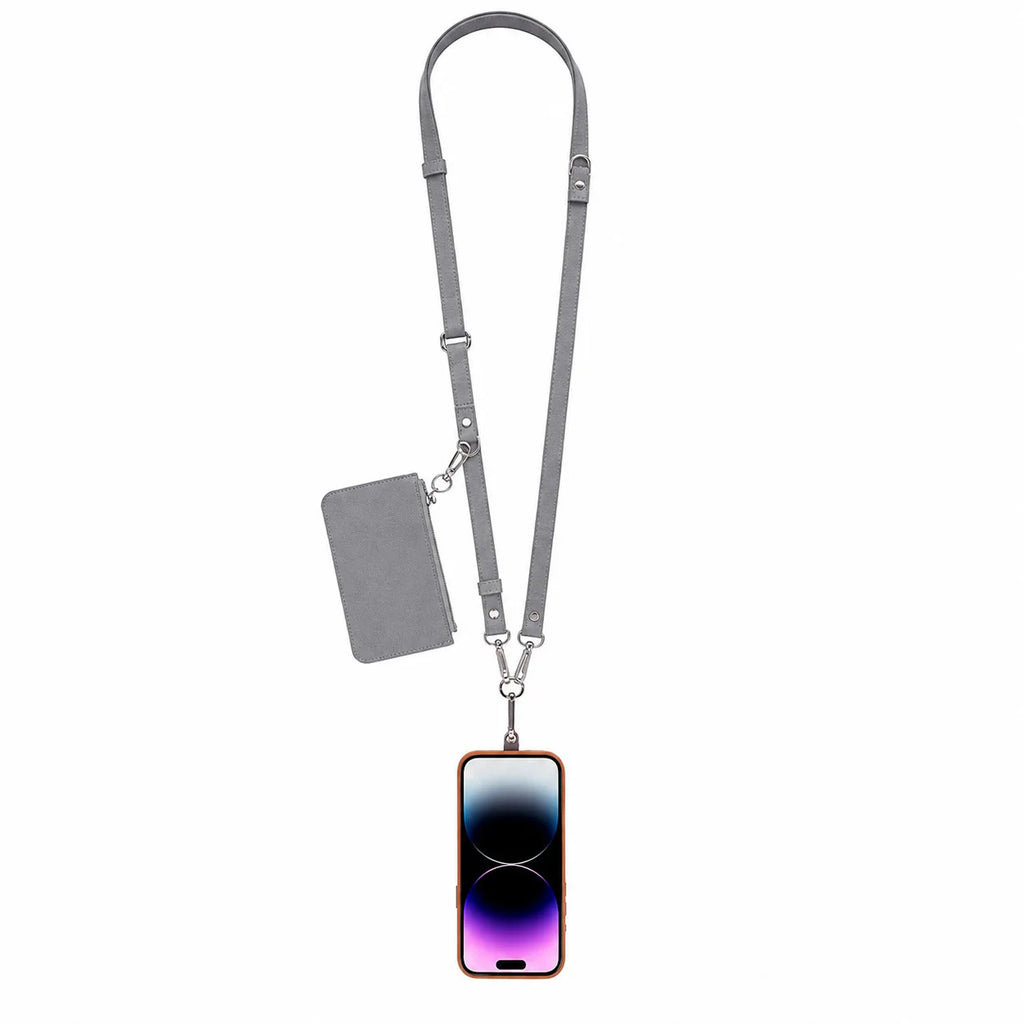 FlexGo Leather Phone Strap & Wallet Set – Clip-On Flex