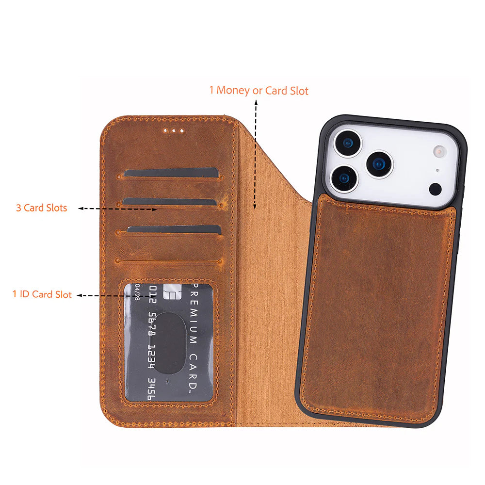 Magic iPhone 17 Pro Max Leather Detachable Wallet Case