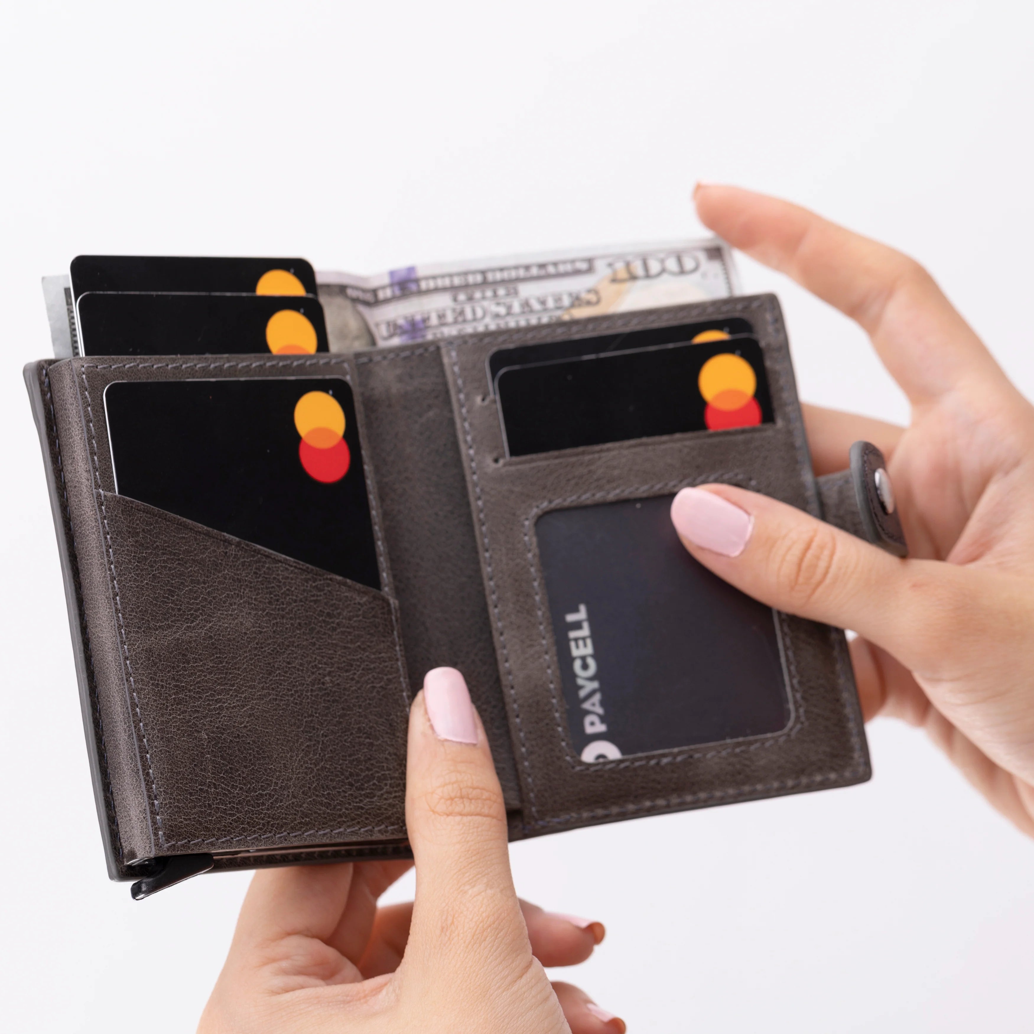 Palertag Leather Mechanical Card Holder Bouletta