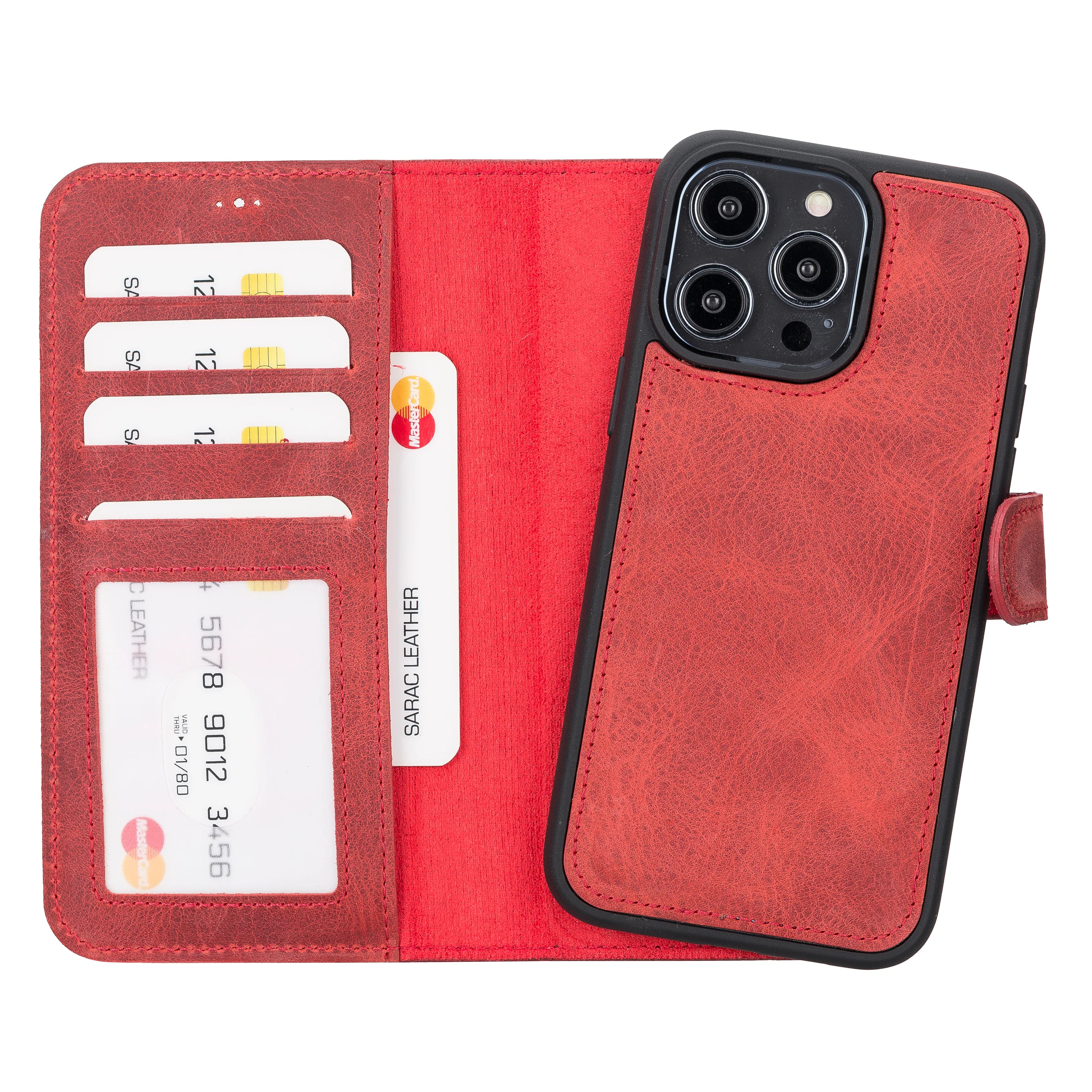 Liluri iPhone 14 Pro Max Detachable Leather Wallet Case