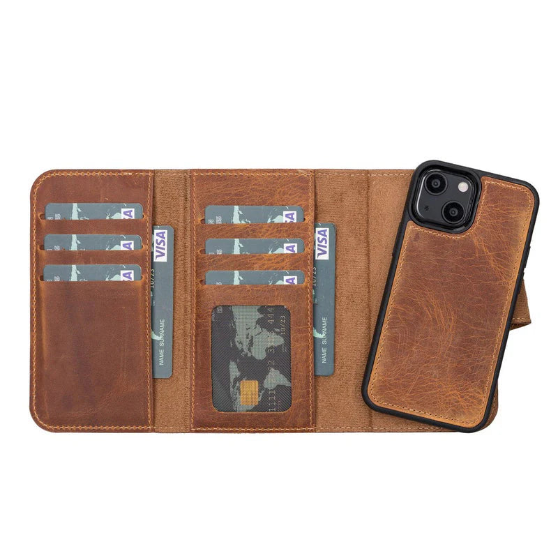 Santa iPhone 13 Mini Leather Detachable Wallet Case