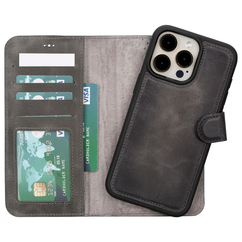 iPhone 15 Series Leather Wallet Case Black / iPhone 15 Pro Max