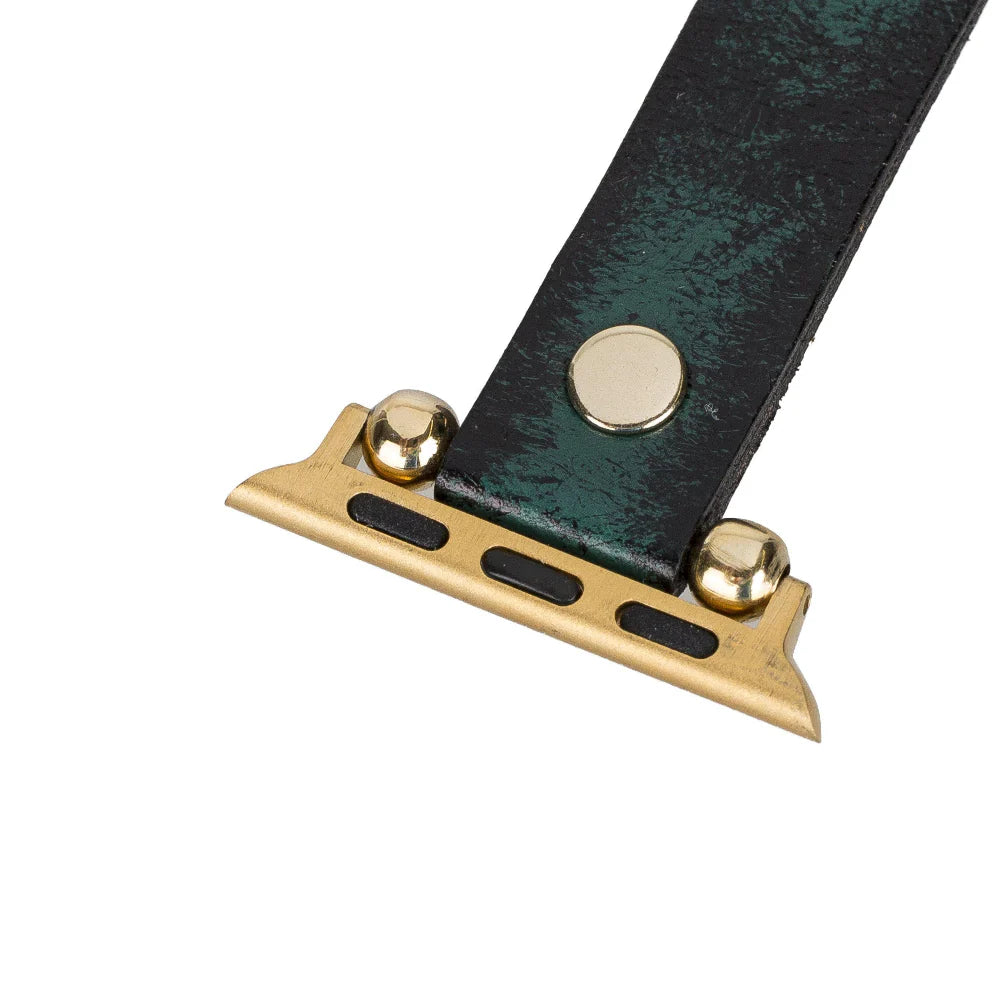 Leather Apple Watch Bands - Ferro Gold Trok Style V26SEF